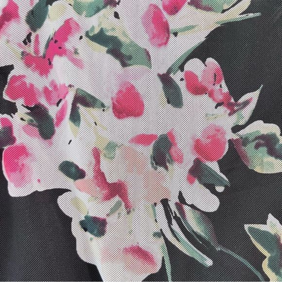 Lulus Ayana‎ Black Pink Floral Ruched Mesh Bodycon Dress SMALL - Picture 10 of 14